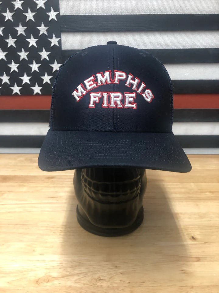 MEMPHIS FIRE OFF DUTY HAT - CURVE BRIM MESH TRUCKER - RICHARDSON 112