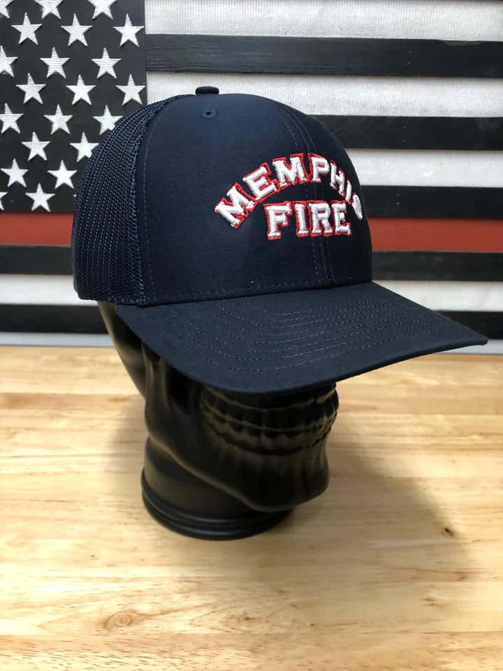 MEMPHIS FIRE OFF DUTY HAT - CURVE BRIM MESH TRUCKER - RICHARDSON 112